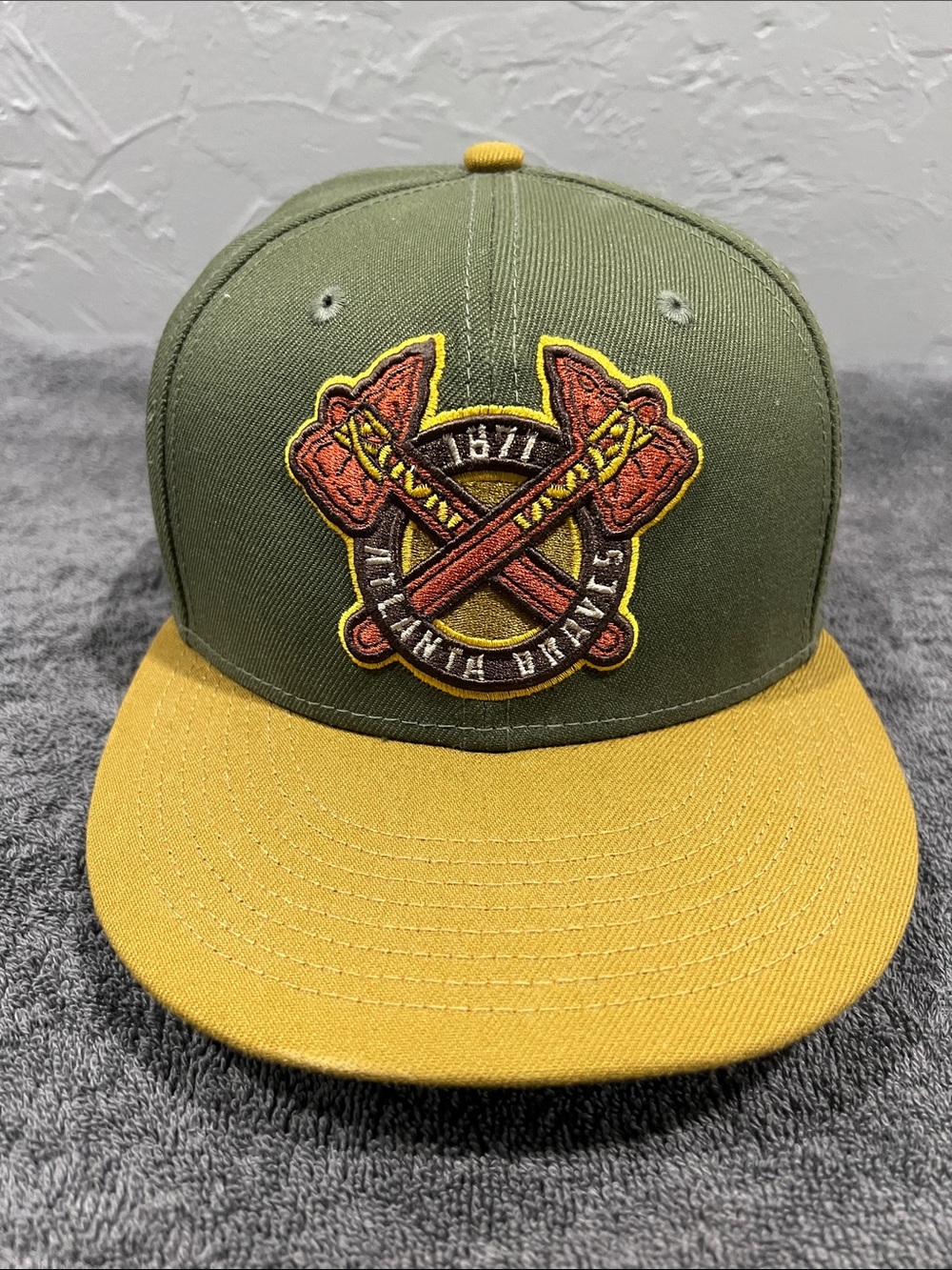 🔥⚾️ ATLANTA BRAVES 1871 Tomahawks Harvest World Series New Era Fitted Hat 7 5/8”